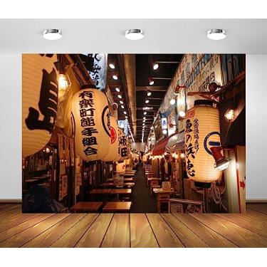 Imagem de BELECO Tecido de 2,1 x 1,5 m de pano de fundo de rua noturna de Tóquio repleto de restaurantes e bares Izakaya em Yurakucho Fundo Japonês Cenário Japonês Decoração de Festa Adereços para Fotos