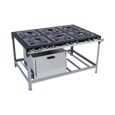 Imagem de Fogão Industrial 6 Bocas Super Dupla 50x50 Forno Central Metalmaq