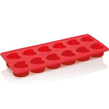 Imagem de Forma De Gelo Coração Silicone Vermelho Ou