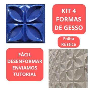 Imagem de Kit 4 Formas De Gesso Pétala Rústica 3d 30x30cm Formas p/ Gesso Decora