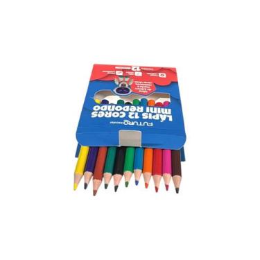 Imagem de 1 caixa Mini Lápis de cor 12 cores 9cm infantil resistente - Genérica