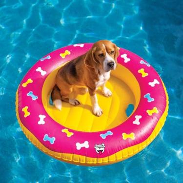 Imagem de BigMouth Inc. Boia de piscina para cães, jangada de vinil inflável durável para cães de pequeno a médio porte - Donut