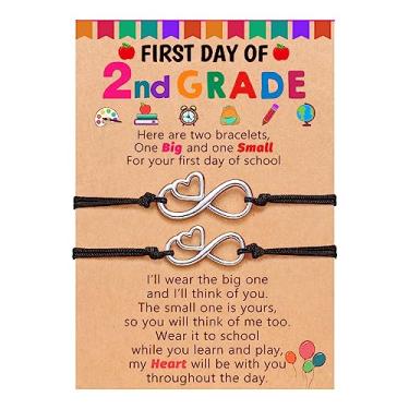 Imagem de UPROMI First Day of Prek/Kindergarten/1st Grade/2nd Grade School Presente, Back to School Bracelet Mommy and Me Matching Infinity Heart Bracelets, presentes de volta às aulas para meninas, Sem pedras preciosas
