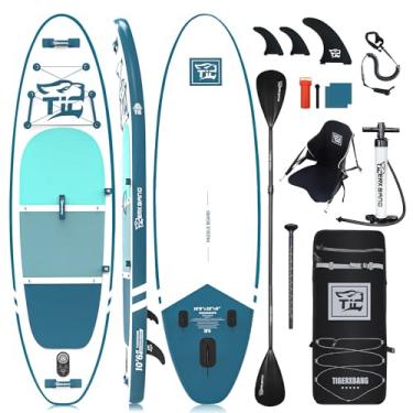 Imagem de TIGERXBANG Pranchas De Stand Up Paddle 10'6" X 32" X 6" Com Acessórios De Prancha De Sup Premium, Pranchas De Remo Infláveis Para Adultos/Crianças Com Remo De Lâmina Dupla, Assento De Caiaque, Defende