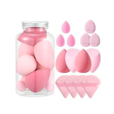 Imagem de Kit 14 Esponjas de Maquiagem Facial Macia Corretivo Base com Frasco (Rosa)