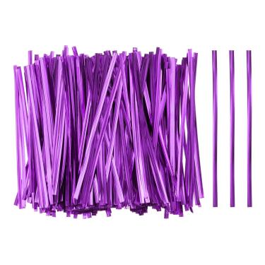 Imagem de HARFINGTON 800 peças de abraçadeiras giratórias plásticas metálicas reutilizáveis de 12 cm, abraçadeiras de arame para festa, pão, doce, bolo, roxo