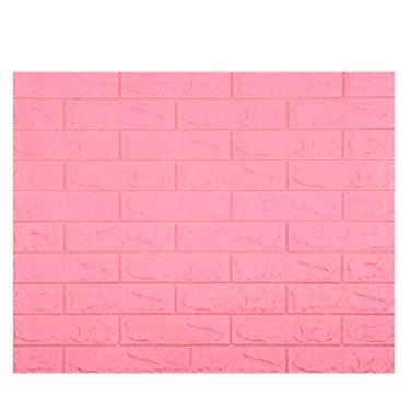 Imagem de Placa Painel Espuma 3D Autoadesivo Tijolinho Pietruzza - 70 x 77 cm - Espessura 6mm - 10 Peças (Rosa)
