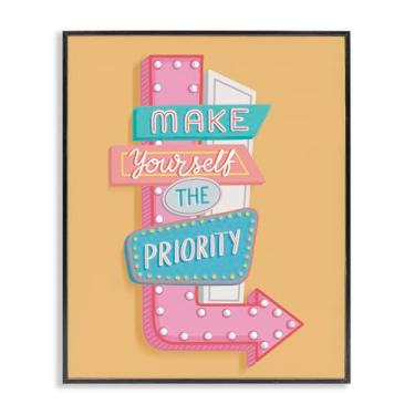 Imagem de Stupell Industries Make Yourself The Priority Framed Giclee Wall Art Design de Nancy McKenzie, moldura preta, 40,6 x 50,8 cm