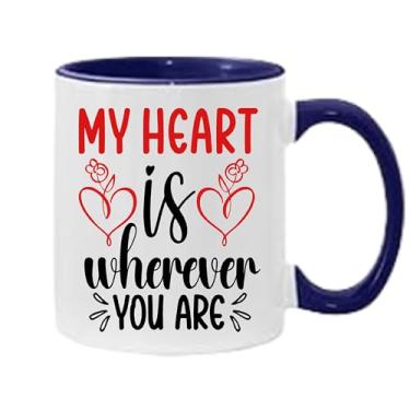 Imagem de SpreadPassion Caneca de café My Heart Is Wherever You are, presente para namorado e namorada, ideia de presente de dia dos namorados, presente para marido e esposa, ideia de presente de aniversário do