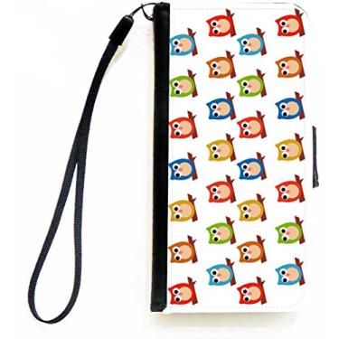 Imagem de Rikki Knight Capa carteira flip branca com estampa de corujas multicoloridas para iPhone 5c da Apple