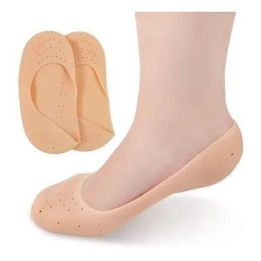 Imagem de Kit Par De Meia Pamilha De Silicone Hidratante Protetor Pés Calcanhar Dedos Sapatos Conforto Ortopédico Alívio Da Dor Em Gel Proteger Amolece As Rachadura Hidrata e Reduz Calos Protege Calcanhares (Único, Par, 1)