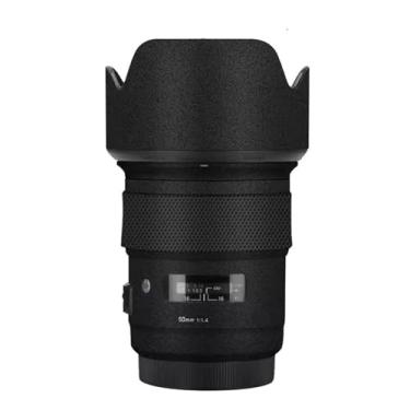 Imagem de Lente Skin Camera Vinly Wrap Flim para Sigma 50 mm F1.4 DG HSM Art Apto para Canon Mount Camera Adesivo Decorativo de Corpo Inteiro Decalque 1:1.4 50 1.4 (Preto Roscado)