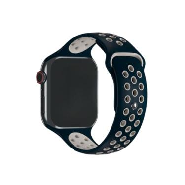 Imagem de Pulseira de Silicone Nerdcase Compatível com Apple Watch 42mm, 44mm, 45mm e 49mm, Azul Marinho e Branco