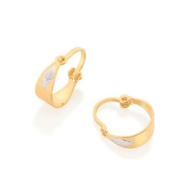 Imagem de Brincos Rommanel Infantil Argola Detalhe Rhodium Fol 520366, Dourado