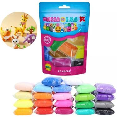 Imagem de Massa Massinha Eva 20 Cores Modelar Artesanato make+ 250g