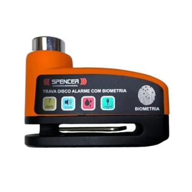 Imagem de Cadeado Trava Disco Com Alarme E Biometria Spencer Laranja