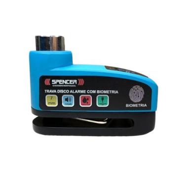 Imagem de Cadeado Trava Disco Com Alarme E Biometria Spencer Azul