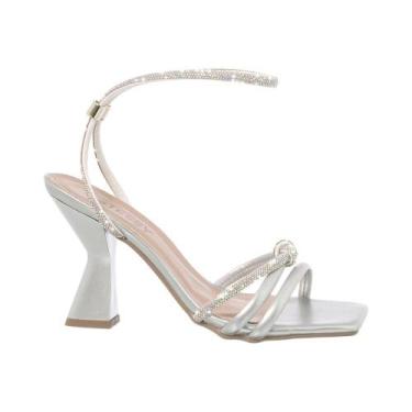 Imagem de Sandália Feminina  Com Strass Salto Alto Grosso Brilho - Stessy Shoes,