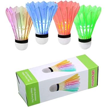 Imagem de YUANZ Badminton LED, pacote com 4 badminton, peteca de iluminação que brilha no escuro para atividades esportivas internas e externas