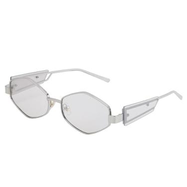 Imagem de JRLLFD Óculos de sol punk hexagonal de armação pequena, masculino e feminino, retrô, polígono, óculos de sol para homens, vintage, óculos de sol, UV400,6, tamanho único