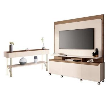 Imagem de Estante Home Theater Quantum e Aparador Vivant Off White Castanho  HB 