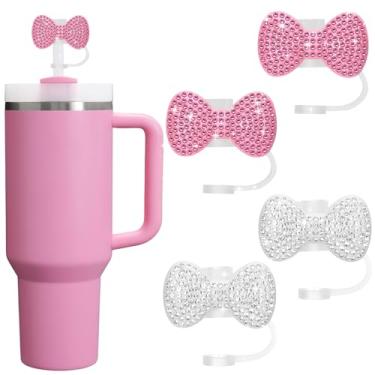 Imagem de Mity rain Pacote com 4 protetores de palha de arco para Stanley Cup - Acessórios de copo para Stanley, Toppers de palha de cristais brilhantes compatíveis com canudos de 10 mm para Stanley Tumbler 40