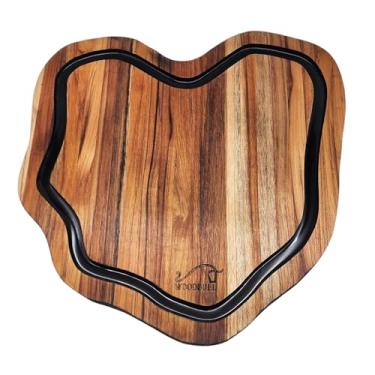 Imagem de Tábua de Churrasco para Corte de Carne e Alimentos em Madeira Teca Origens Black, Ideal para Preparar e Servir com Estilo, Resistente e Elegante – WOODBULL.