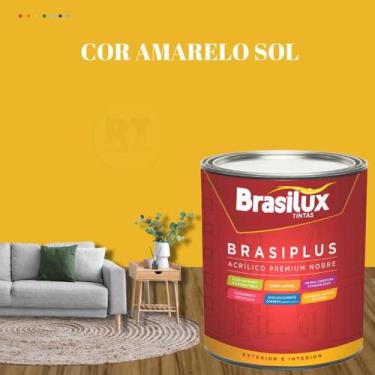 Imagem de Tinta de Parede Semi Brilho Amarelo Brasiplus 800ml Acrilica Lavável. 