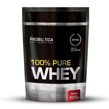 Imagem de 1oo% pure whey refil 825g sabor morango probiótica, 1, 825g, Morango