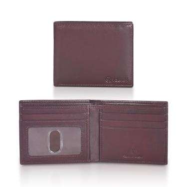 Imagem de Carteira masculina de couro genuíno com bloqueio de RFID feita à mão e dobrável – Carteira masculina fina, Brown Nappa, Small