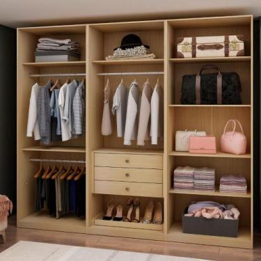 Imagem de Guarda Roupa Closet 240 cm 3 Gavetas e Cabideiros 100% MDF - GenialFle