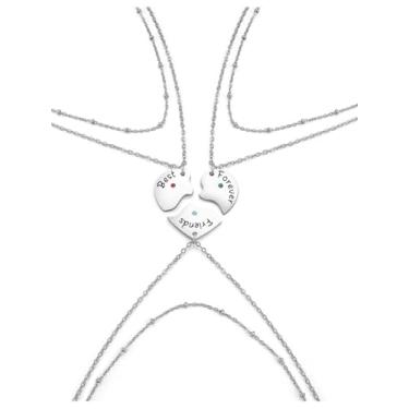 Imagem de Zysta Colar de 3/4 peças de quebra-cabeça de aço inoxidável combinando para melhores amigos para sempre, colar de coração para mulheres, família, amizade, joias, presente, Metal, Sem Pedra Preciosa