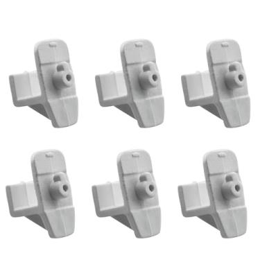 Imagem de JCBIZ 6 peças acessórios de geladeira armário de exibição congelador snap bege plástico freezer prateleira ganchos reparo suporte de aço inoxidável camada resistente ganchos de suporte