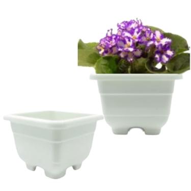 Imagem de Kit 2 Vasinhos ideal para Violeta e Kalanchoe/Cachepô quadrado 9cm - Vaso de Planta - COR: OFF WHITE