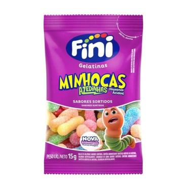 Imagem de Mini Bala de Gelatina Minhoca Cítrica Fini 15g