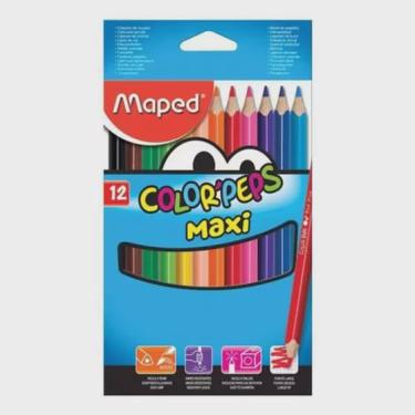 Imagem de Caixa de Lápis de Cor Jumbo - Color Peps Maxi 12 Cores da Maped Ref FR83401010