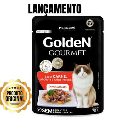 Imagem de Ração Úmida Golden Gourmet Gato Castrado Sabor Carne 70G