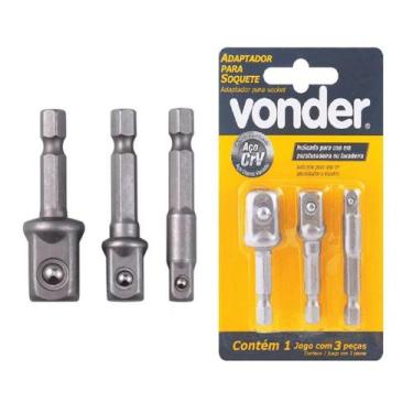 Imagem de Jogo C/ 3 Adaptador P/ Parafusadeira Soquete Pito Cachimbo Vonder