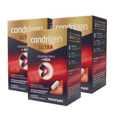 Imagem de Kit 3 Condrigen Ultra Colágeno Tipo 2 + MDK UCII 30 Cáps Maxinutri-Unissex
