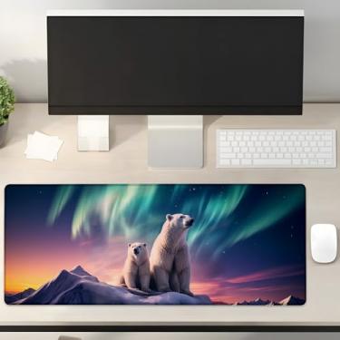 Imagem de Turamurra Mouse pad para jogos urso polar fofo presentes 80 cm x 30 cm, base de borracha antiderrapante para computadores, laptop, escola, escritório, acessórios para casa, decoração, mouse pad