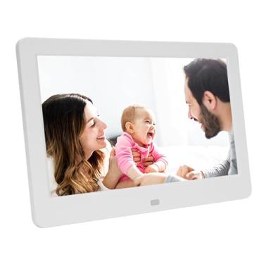 Imagem de Porta-retratos digital de 10in, Porta-retratos digital com tela sensível ao toque HD 1920x1080 Porta-retratos eletrônico com controle remoto de mesa que pode ser (Plugue da UE