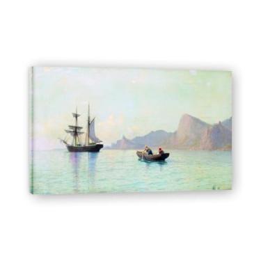 Imagem de Impressões em tela famosas. "Calm Sea" de Lev Lagorio, reproduções de arte clássicas, decoração de parede moderna para sala de estar e escritório. Moldura interna de 40 x 65 cm - 15,7 x 25,6 pol