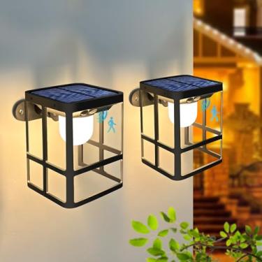 Imagem de AOMIL Luminárias De Parede Solares Para Áreas Externas, Arandelas Alumínio Com Sensor Movimento E 3 Modos, À Prova D'Água Ip65 Porta Garagem, Varanda, Pátio (Pacote 2)
