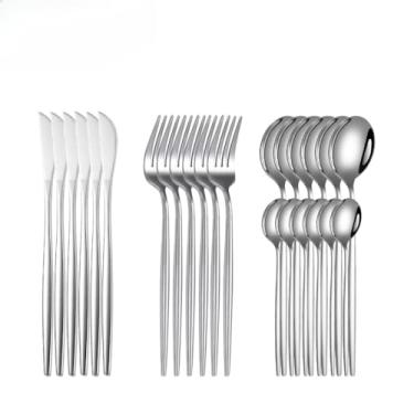 Imagem de Belifou Kit 24 Jogo De Talheres Aço Inoxidável 416 Prata (Prata(Kit 24))