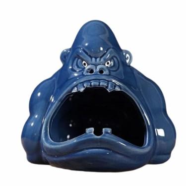 Imagem de Cinzeiro de mesa criatividade cinzeiros de mesa de cerâmica personalidade design prazer para homens fumadores para uso doméstico escritório ornamentos (cor: azul, tamanho: S)