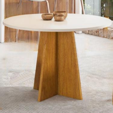 Imagem de Mesa Redonda 90x90 Cm Mel/off White Slin Viero