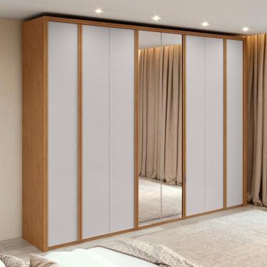 Imagem de Guarda-roupa Casal 100% Mdf 8 Portas Easy Glow Com Espelhos Amendoa Clean/off White