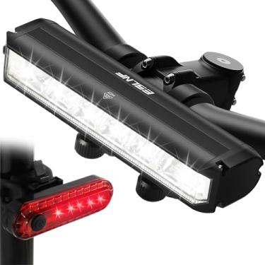 Imagem de Luz de bicicleta para andar à noite, luzes de bicicleta de 1800 lúmens na frente e atrás, luz de bicicleta recarregável por USB super brilhante com farol alto baixo para homens, mulheres e crianças,