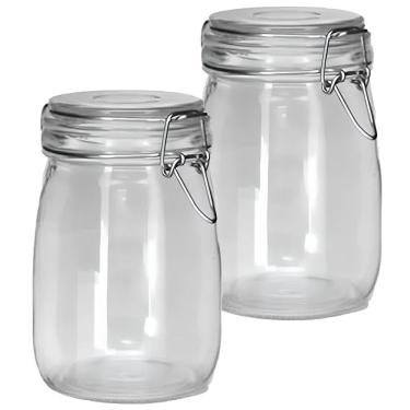 Imagem de Kit 4 Potes De Vidro Hermético 1L Tampa Vedação Conserva