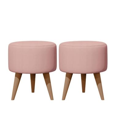 Imagem de Kit 02 Puff Redondo Estofado Decorativo Banqueta Para Apoio Dos Pés